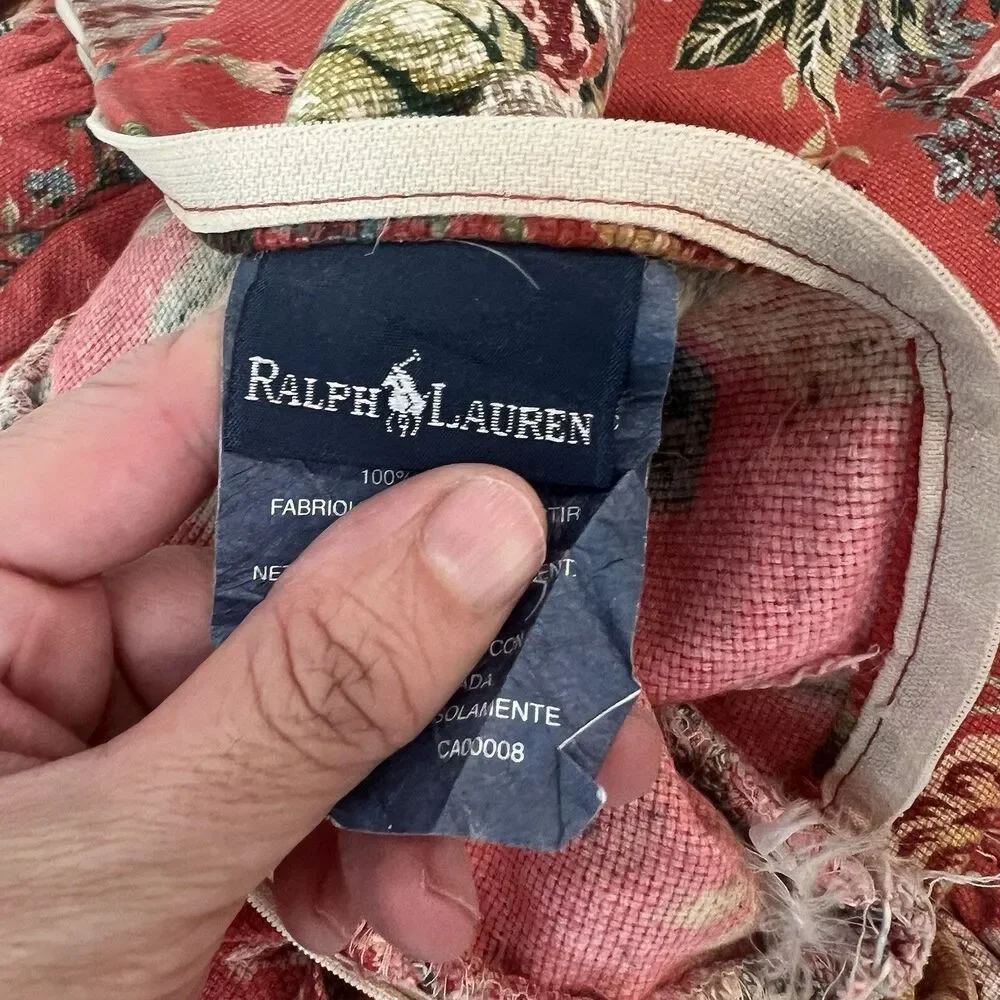 Vintage Ralph Lauren AYLESBURY Euro Shams Cotton Barkcloth ~ Set of 2 16” X 17”